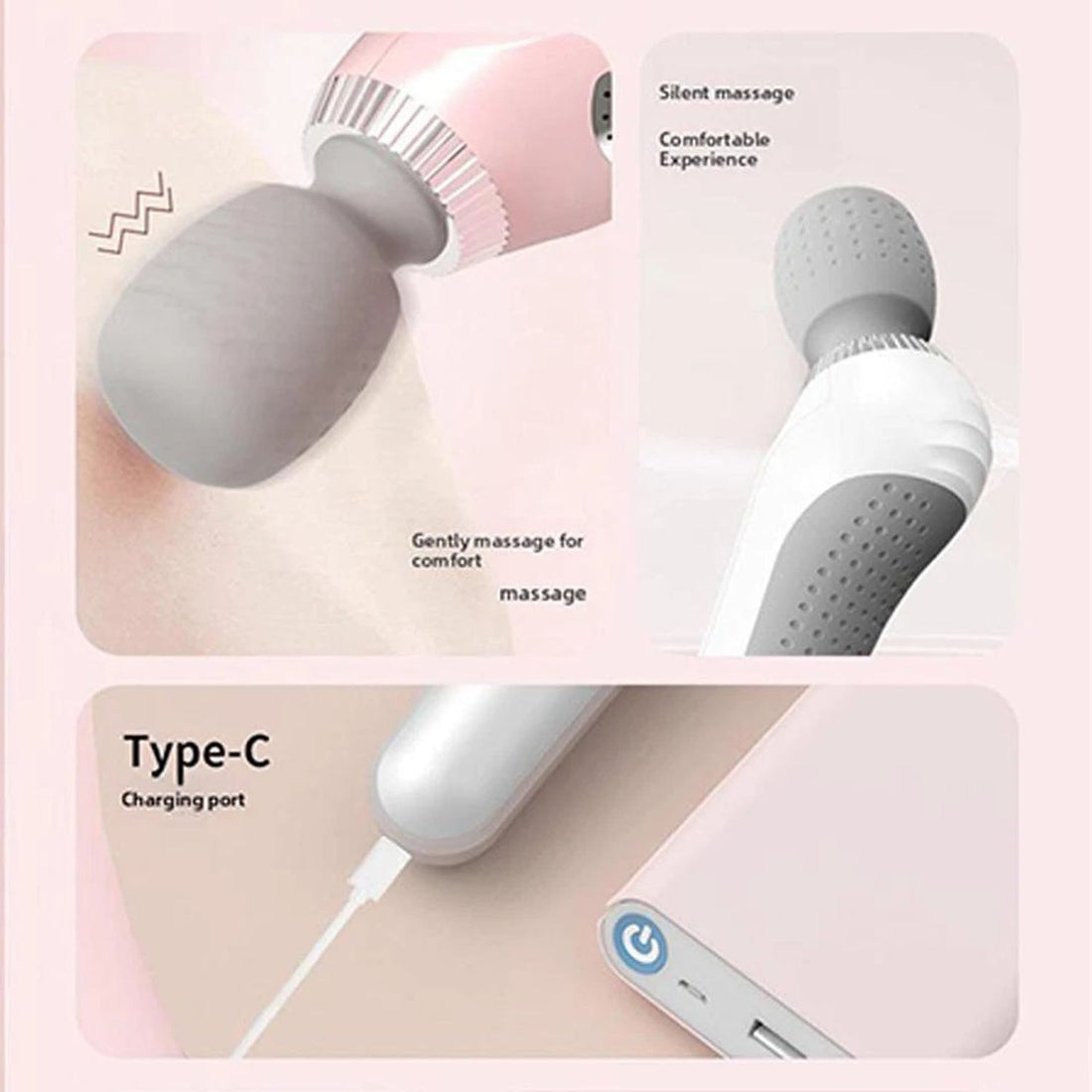 Portable Deep Tissue Massage Wand – 5 Speeds (Pink)