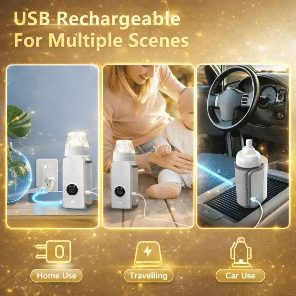 Portable Baby Bottle Warmer – Rechargeable & Travel-Friendly